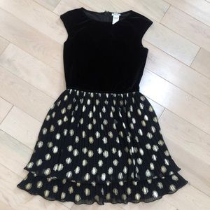 David Charles England black velvet gold pleated dress 13